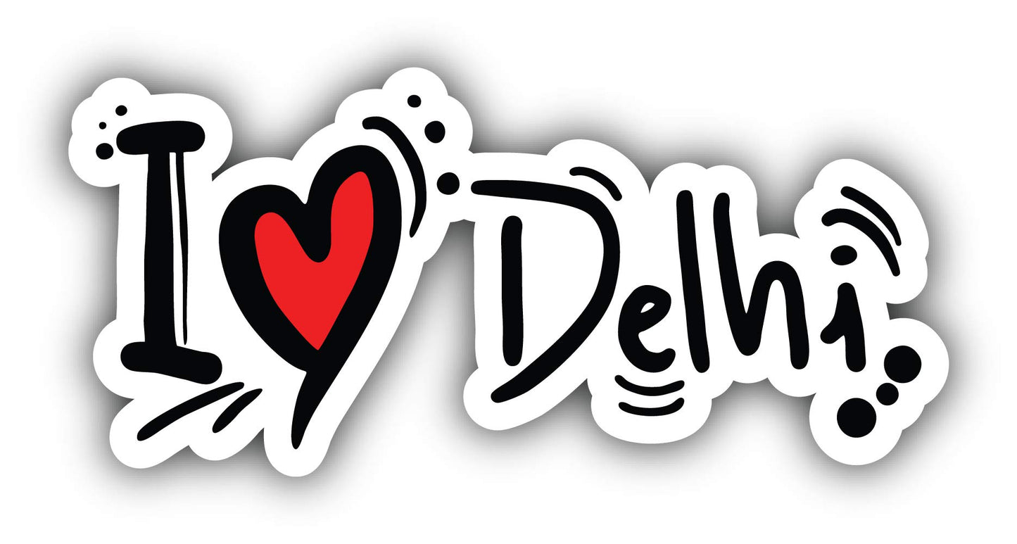 I Love Delhi Sticker – Fun Illustrated City Pride Vinyl Decal for Cars, Laptops & Walls