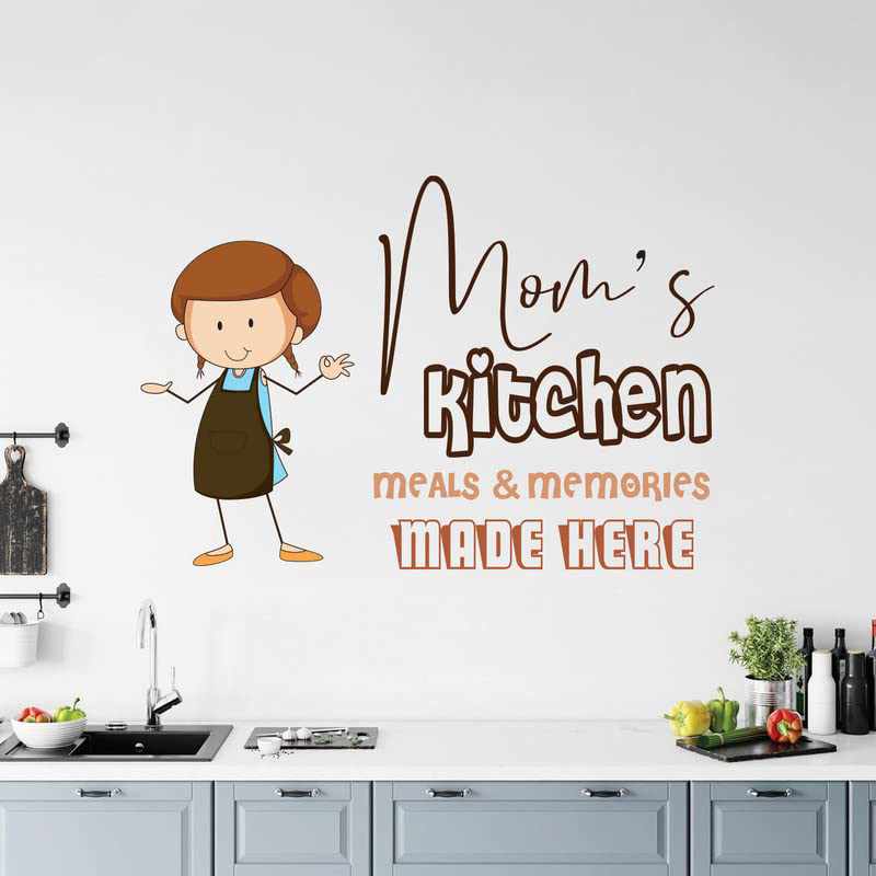 Mom's Kitchen Meals & Memories Colorful Wall Decal – Cute Kitchen Quote Vinyl Sticker