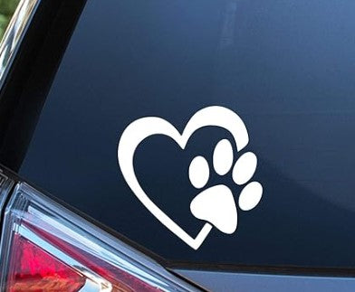 Heart with Dog Paw Decal