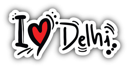 I Love Delhi Sticker – Fun Illustrated City Pride Vinyl Decal for Cars, Laptops & Walls
