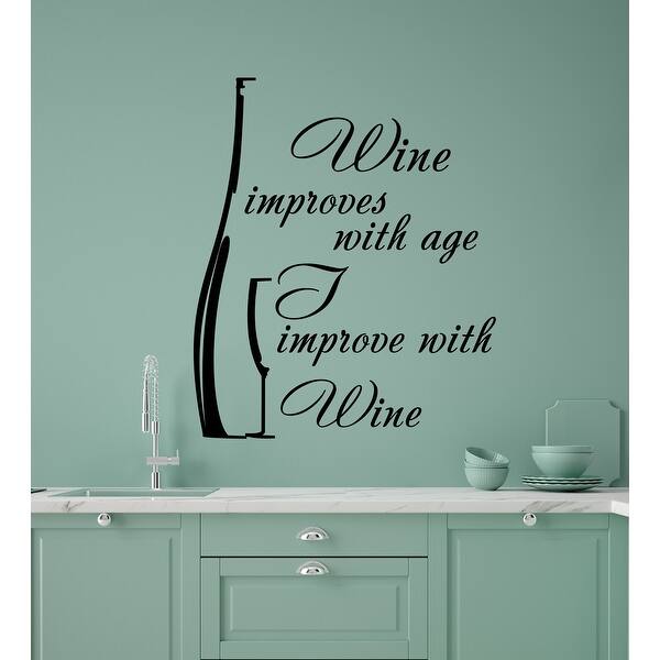 Wine Improves With Age Funny Kitchen Wall Decal – Bar & Kitchen Décor Vinyl Sticker
