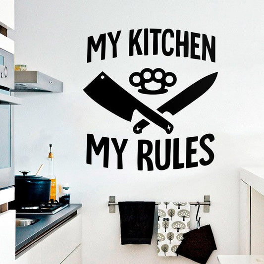 My Kitchen My Rules Bold Kitchen Wall Decal – Chef Inspired Vinyl Sticker for Home Décor